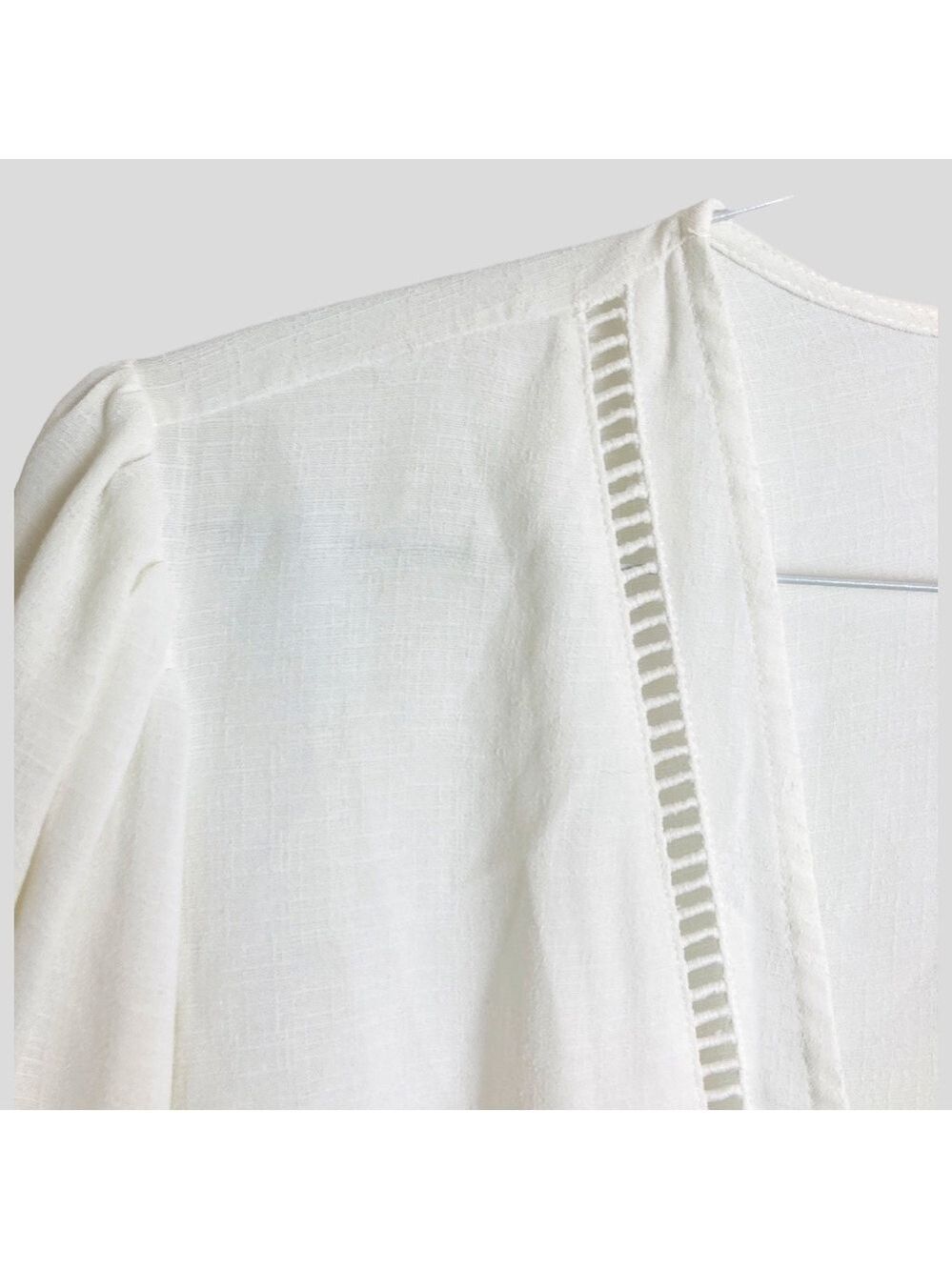 Torrid 2 Women’s White Eyelet Top Front Lace-up Cottagecore, Boho Long Sleeve - Picture 10 of 14
